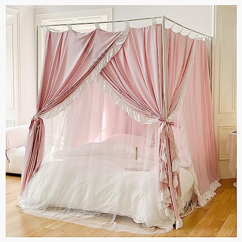 Genérico Dosel de Cama con 4 Esquinas, mosquitero, Soportes para Cortinas, Marco de Cama con Dosel, Postes con Cortinas, Rosa, California King