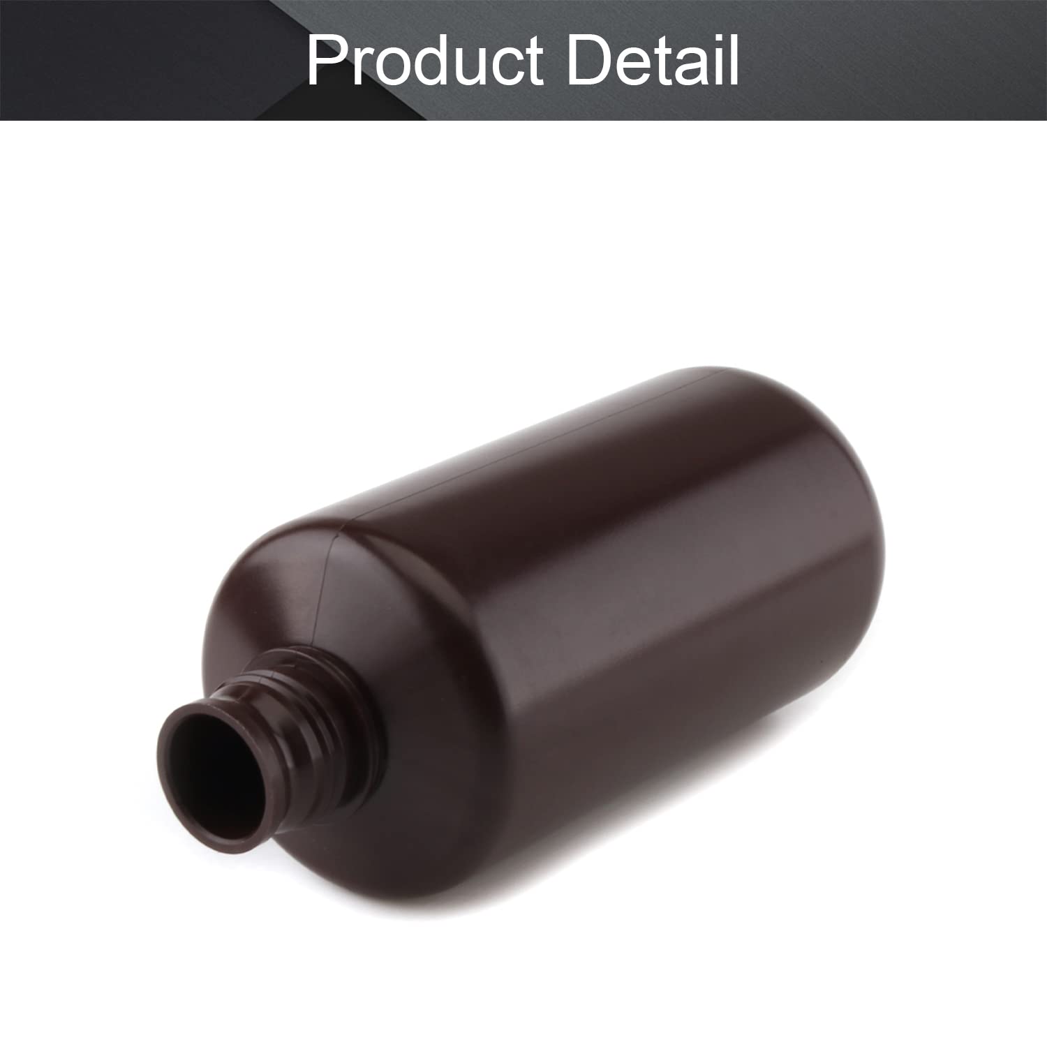 Othmro Lot de 2 récipients ronds en plastique de 1 000 ml pour réactifs chimiques de laboratoire, bouteilles de stockage solides pour échantillons avec bouchon pour le stockage des aliments, marron