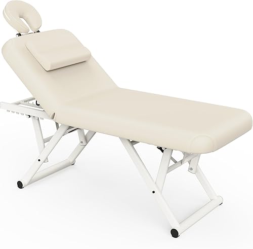 pouseayar Mesa de masaje ajustable con almohada facial y reposacabezas, resistente y sólida, silenciosa y fácil de ajustar para mesa de tratamiento,