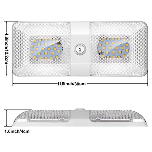 image for TURN RAISE Upgraded DC 12V RV LED Ceiling Double Dome Light, 48 Pcs LE
