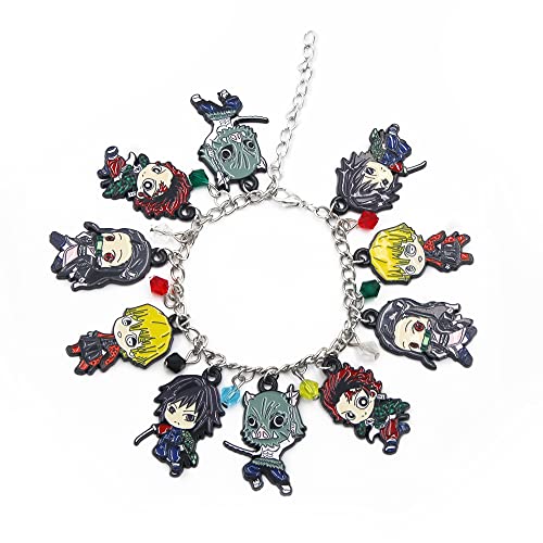 SONGCHANGJEWELRY Anime Figure Tanjiro Charm Bracelet - Tanjiro Nezuko Zenitsu Inosuke Figure Bracelet - Gifts