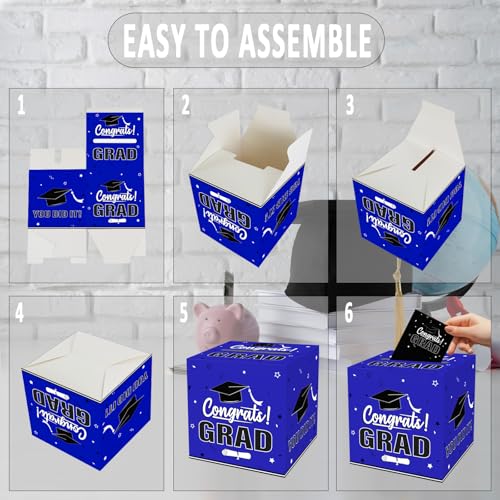Image of Graduation Card Box 2026, Blue Foldable Cardboard Card Box for Party, 2026 Graduation Party Decorations, Blue Graduation box