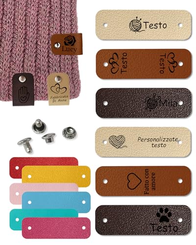 zyinoant 10/20/50/100pcs Etichette Personalizzate Etichette Personalizzate da Cucire Etichette Handmade con Rivetti,Etichette per Vestiti (Stile 1-(2.5 * 0.8in))