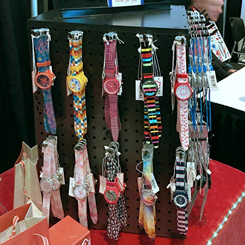 Azar Displays 701414-Blk Rotating Display Stand - 4-Sided Display Racks For Craft Shows - Peg Display Carousel (14” W X 14” D X 20” H) - Easy Assemble Revolving Display For Retail - Pegboard Organizer , Black #TOP3