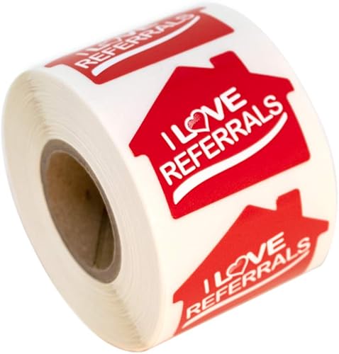 Pegatina de referencia con forma de casa con texto en inglés I Love Referrals  Gran agente de bienes raíces y suministros de venta (forma de casa,