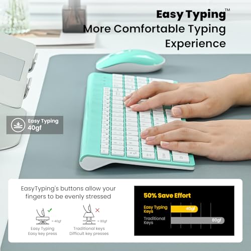 Image of cimetech Wireless Keyboard and Mouse Combo - Blue White | Compact quite scissor-switch keyboard with optical mouse, includes USB-A Nano Receiver, for Computer,Mac,Laptop,PC,Windows