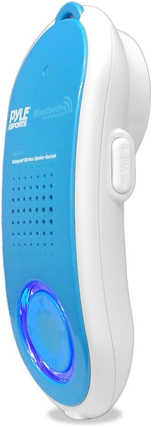 Pyle Portable Wireless Waterproof Handset Speaker - Bluetooth Compatible Rechargeable Battery Powered Shower Outdoor Loud Speaker w/ Microphone - USB Charger - iPhone, Android PBTWP24BL (Blue)