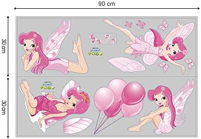 decalmile Pink Fairy Girls Wall Decals Butterflies Wall Stickers Peel and Stick Removable Vinyl Wall Art for Girls Room Nursery Kids Bedroom