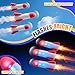Rocket Launcher, Adjustable Dueling Launch Stand with 6 Foam Light Up Rockets, Fun Backyard & Outdoor Foot Stomp Toys Gifts for Birthday, Air Powered High Flying Toy Blaster Set Up to 115 Feet