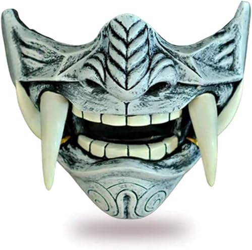 Newcomer Máscara japonesa de samurái japonés, máscara de fantasma guerrero Oni máscara de cosplay para Halloween, cosplay, disfraz punk
