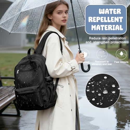 BOXSAM Schulrucksack Teenager Mädchen Schultasche Leichter Rucksack für Die Schule Teenager Mädchen Jungen Casual Daypacks Wasserdichter College School Bag Womens Backpack Aesthetic Schwarz.