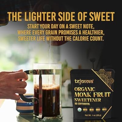 Organic Monk Fruit Extract Powder, Pure Monk Fruit Sweetener No Erythritol, Monkfruit Sweetener Pure Goodness, Monk Fruit Sugar Substitute, Monk Fruit Extract Sweetner, 1oz 90 servings.