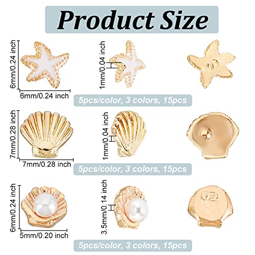 OLYCRAFT 45pcs 9 Style Starfish Shell Resin Fillers Alloy Enamel Cabochons Ocean Nail Art Decorations Summer Theme Resin Accessories for Jewelry Making Nail Art Decoration - Image 2