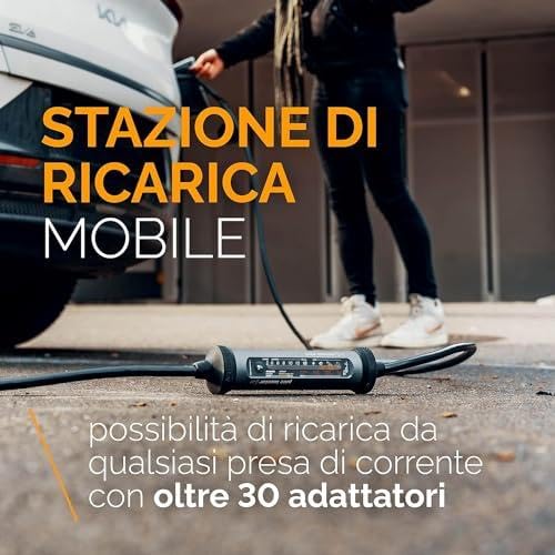 Juice Booster 3 Air Basic Set, Mobile Wallbox 11kW con App, Caricabatterie Auto Elettrica con Cavo Ricarica Auto Elettrica Tipo 2, Include Adattatore CEE16 Rosso 3 Fasi + EU Schuko