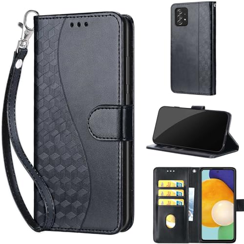 Housse rabat Samsung Galaxy A53 5G étui femme noir en similicuir
