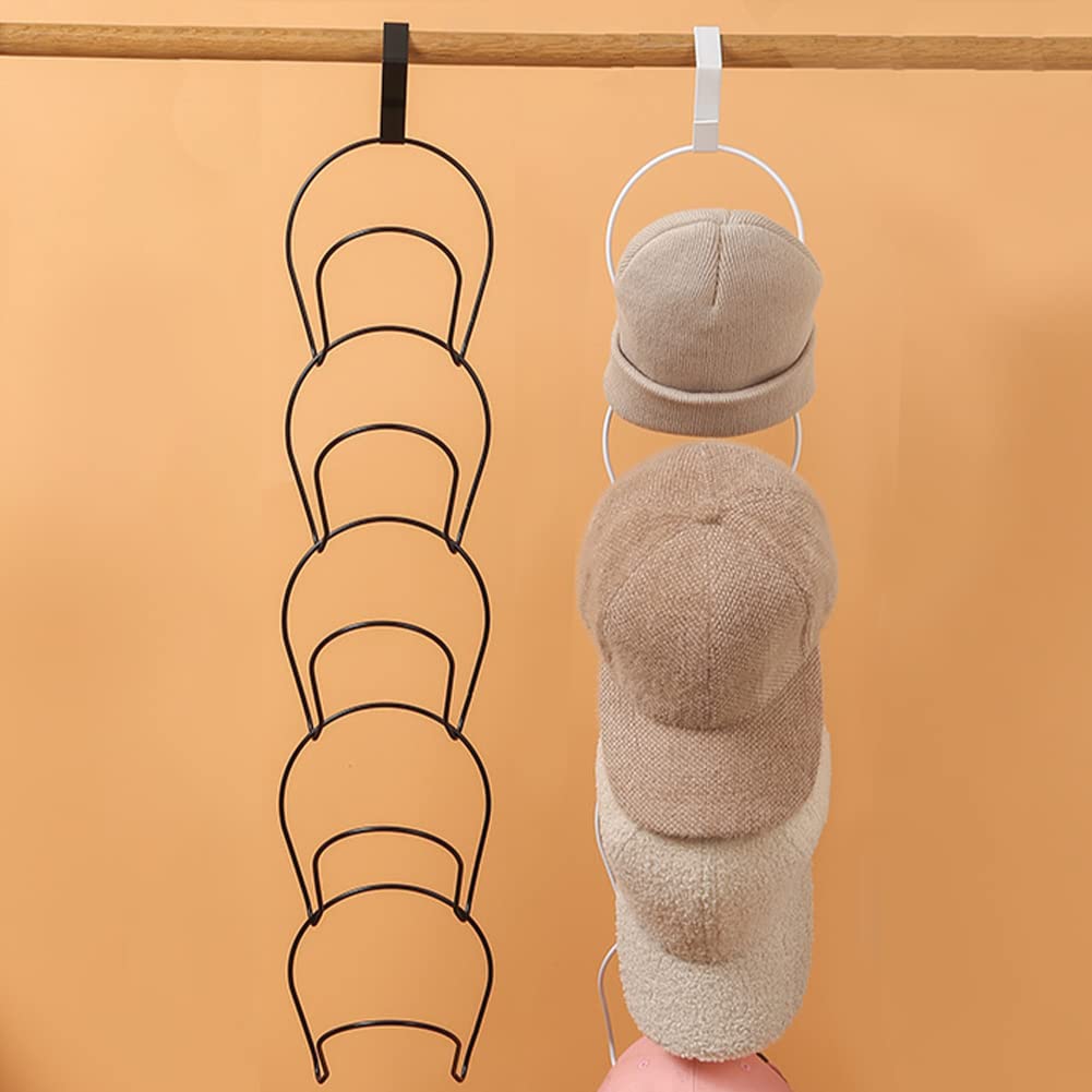STCRERAG10 Pack Hat Rack Hanger Holder Organiser Baseball Cap Rack Over Door Baseball Holder Organizer Hat Storage Rack Cap Holders for Hat Holder Bags Ties Scarves Handbags Towels (Black,White)