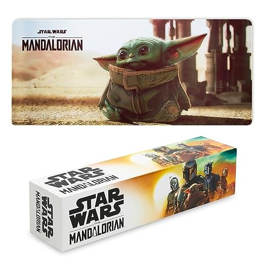 Disney Stitch Schreibtischunterlage XXL - Baby Yoda Gaming Schreibtisch Zubehör 800x360mm - Anti-Rutsch, Bürobedarf PC Laptop Zubehör Unterlage Matte Gaming Desk Mat Büro Deko (Mehrfarbig Baby Yoda)