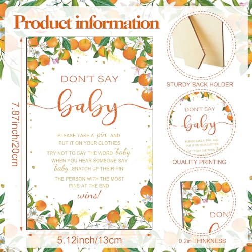 Image of Patelai 321 Pcs Orange Baby Shower Game Supplies for Girl or Boy 5 Set Include 50 Activity Cards 20 Pencils 1 Don't Say Baby Sign 50 Clothespins for Price Is Right Prediction Bingo Game Party Decor