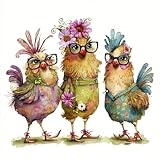 KYOQFVN Hen Chicken Cross Stitch Kits, 11CT Counted Cross Stitch Kits for Adults, Stamped Cross Stitch Patterns Needles Supplies, Beginner Embroidery Kit for Adults 14x14inch