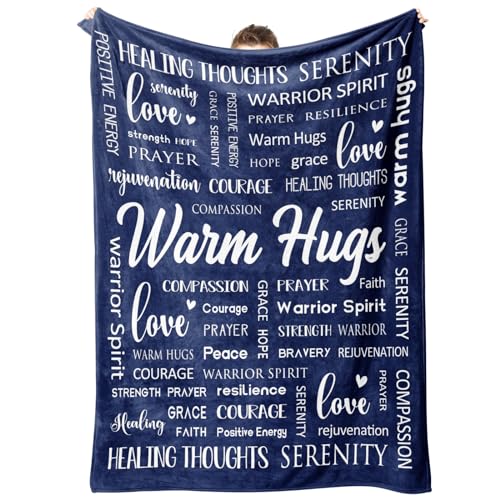 Afterprints Warm Hugs Healing Blanket - Cancer Gifts for Women Men, Get Well Soon Gift for Friend Family, Sympathy Inspirational Blanket, Soft Comfort Throw Blankets 50"x60"