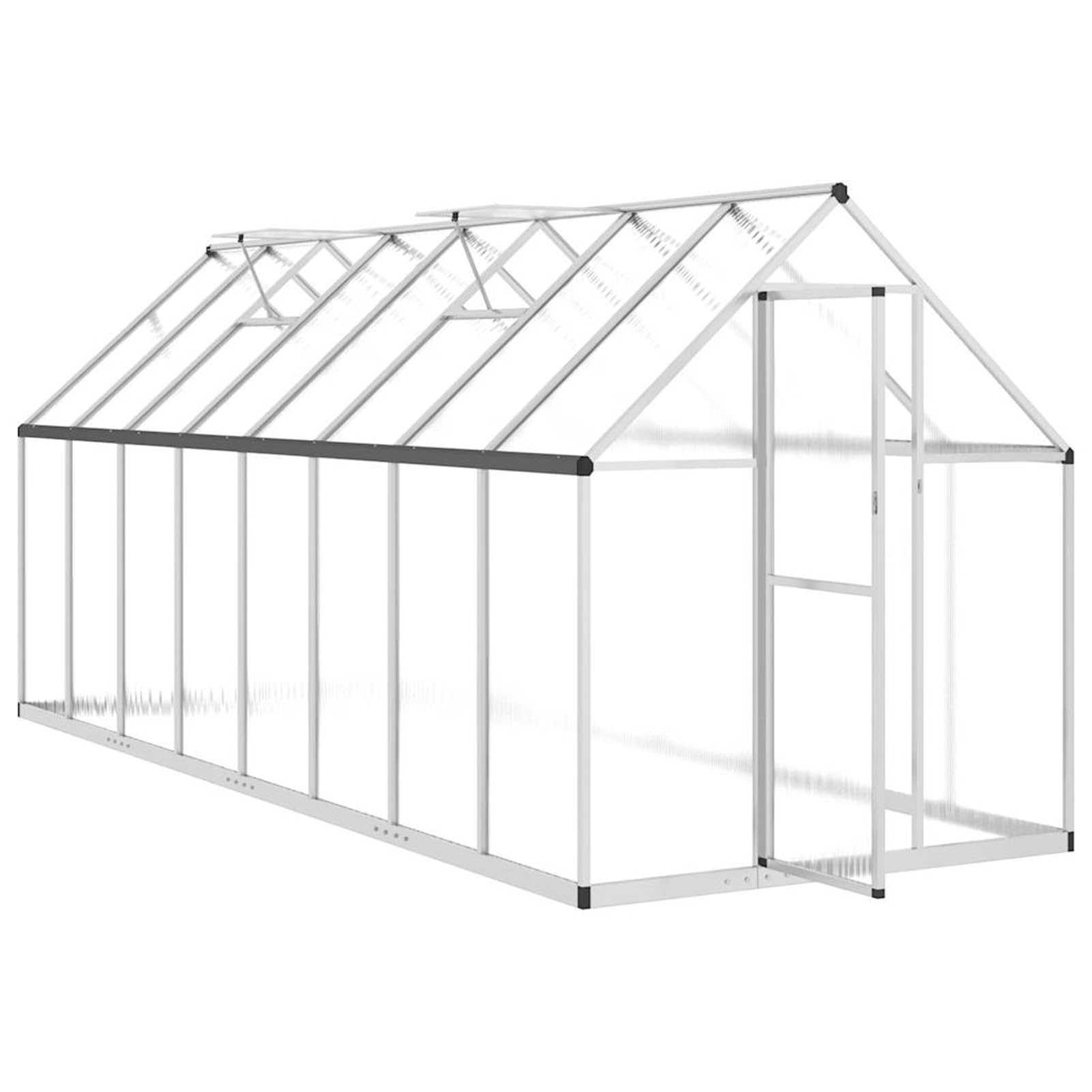 Szklarnia 445 cm dł. x 169 cm szer. x 195 cm wys. – stabilna rama aluminiowa z płytami poliwęglanowymi 4 mm, zakopana rama fundamentowa, idealna do uprawy warzyw i roślin
