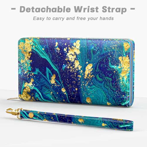 Image of Aiawoxc Womens Wallet, RFID Wristlet Wallets for Women, Ladies Clutch Purses, Large Travel Card Holder with Phone Holder | RFID