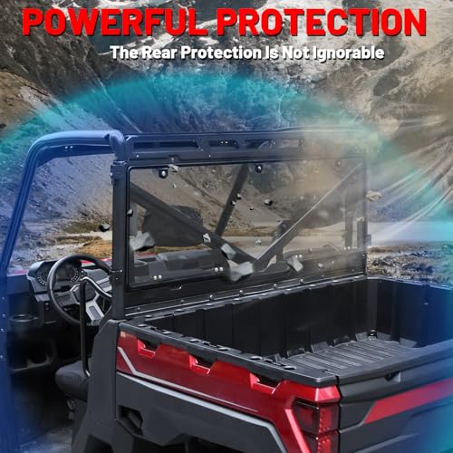 Image of StarknightMT Ranger XP 1000 Rear Windshield, Smoke Tinted Ranger 1000 Back Window Rear Windscreen Compatible with Polaris Ranger XP 1000 /Crew 2017-2026, Ranger 1000 /Crew 2020-2026