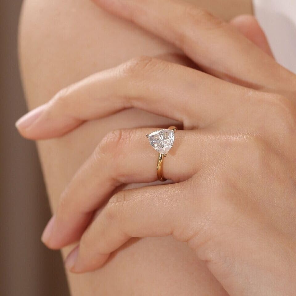 Drizzle Jewels 2CT Trillion Cut Lab Created Diamond Solitaire Engagement Ring 14K Yellow Gold Finish (Yellow, 8.5)4