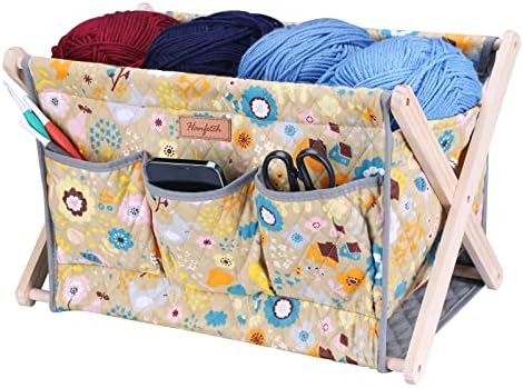 Yarn Caddy Large Size Yarn Storage Organizer for Yarn Skeins-Organizer for Crochet Hooks Knitting Needles Other Accessories (Flower-Yellow)