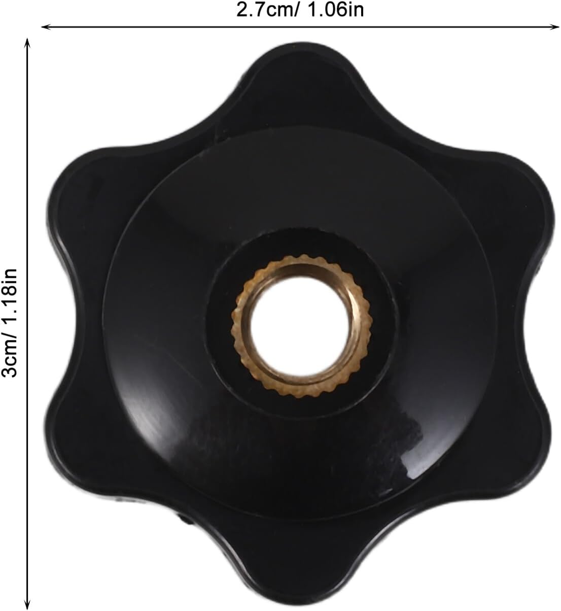 12pcs 1/4" Female Thread Black Star Knobs with Copper Core Hex Nut Clamping Handles for Adjustable Tool Clamping and Mechanical Equipment