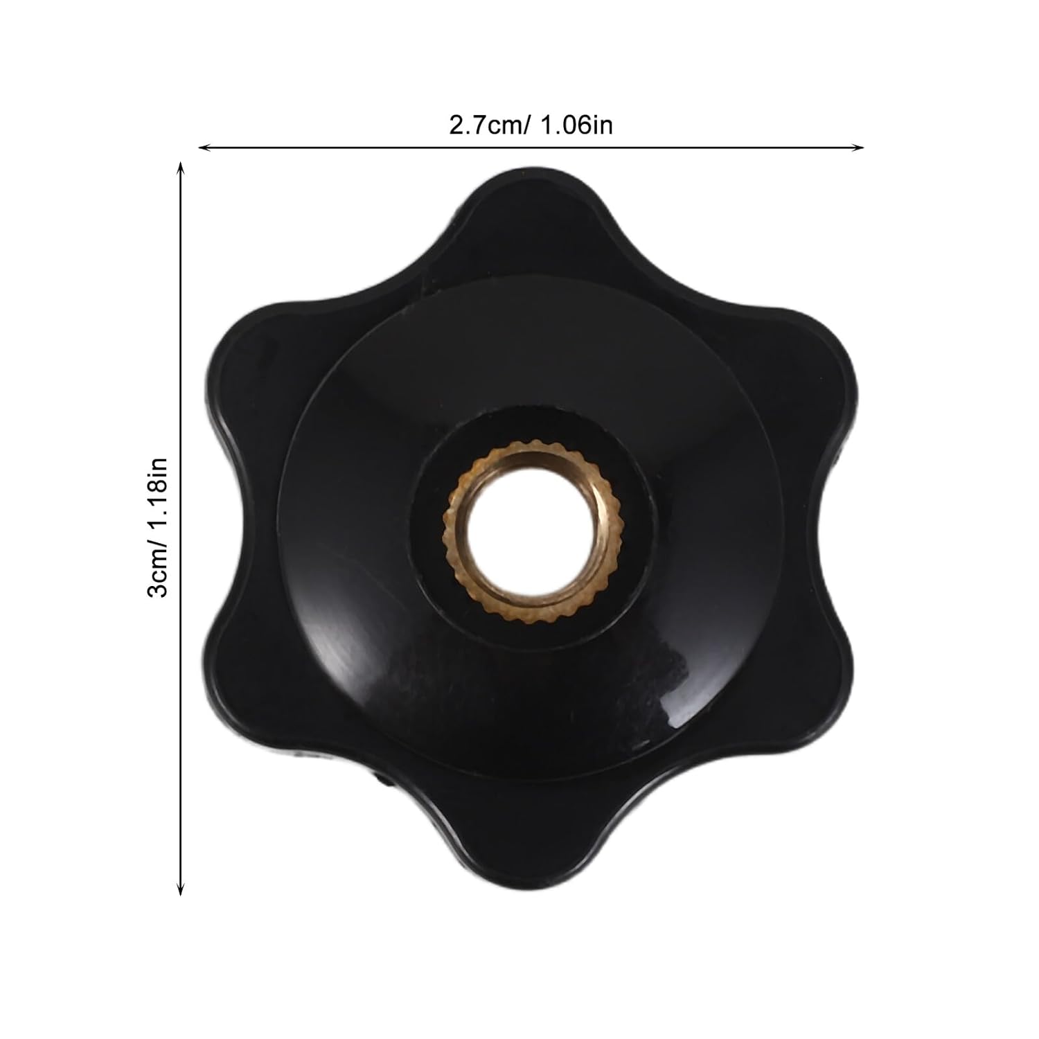 12pcs Black 1/4' Star-Shaped Threaded Knobs Through Hole Copper Core Nut Clamp Screw Handles for Industrial Equipment and Machinery Tightening