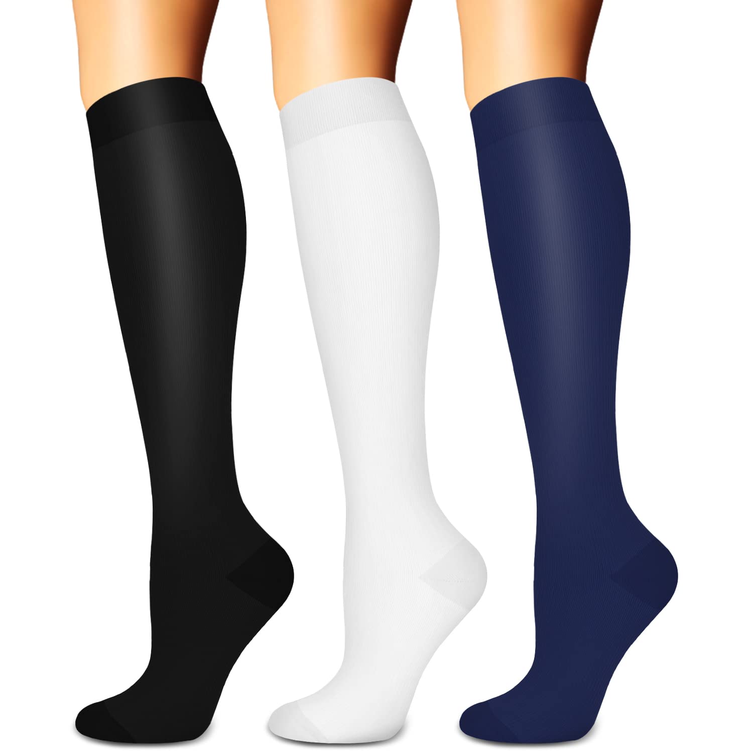 View 1 of **JUST THE BLUE PAIR** SunFeeling Compression Socks (3 Pairs) - Men & Women Circulation Support