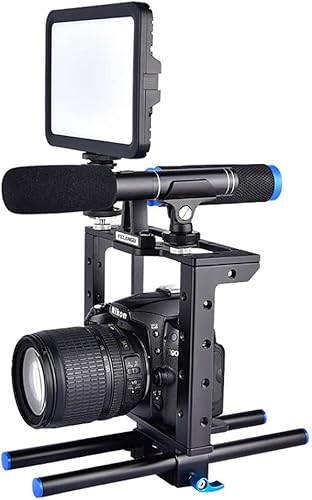 Miniatura 5 de Foto&Tech Kit de jaula para cámara réflex digital con mango superior de 0.591in, compatible con Canon 5D Mark II III, 7D, 70D, D800, D8100, Nikon