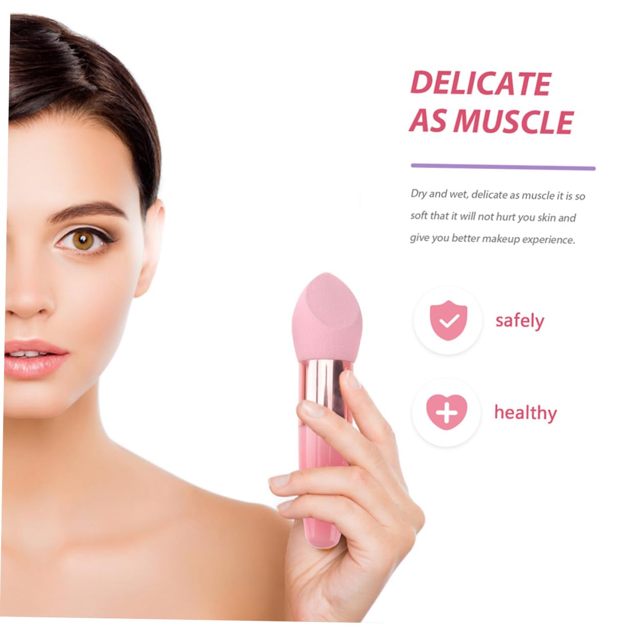 PLAFOPE 2 Set di Spugne per Cosmetici e Pennelli per Viso in Lattice Impugnatura Ergonomica per Applicazione Precisa di Fondotinta e Correttore