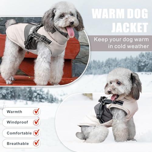 Oslueidy Hunde Winterjacken,Warme Hundemäntel Reflektierend Hundekleidung wasserdichte Welpenweste für kaltes Wetter mit Hundegeschirr für kleine mittelgroße Hunde