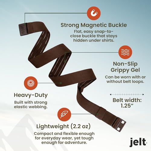 Image of JeltX Adjustable Elastic Belts for Men and Women, Non-Slip Stretch Belt with Magnetic Belt Buckle and Grippy Gel