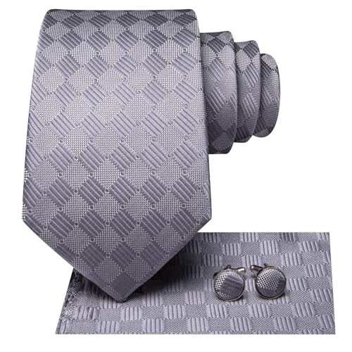 Image of Hi-Tie Mens 70inches Tie Set Extra Long Necktie for Men Cufflinks Handkerchief Big Tall Men Business Wedding
