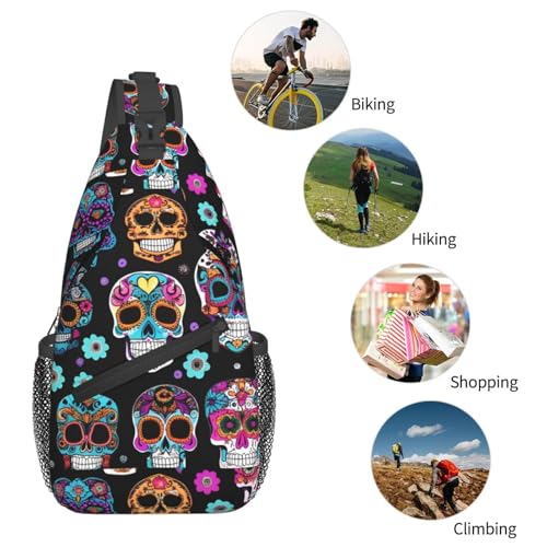 Bolso Bandolera Sugar Skull para Senderismo y Uso Diario miniatura 6