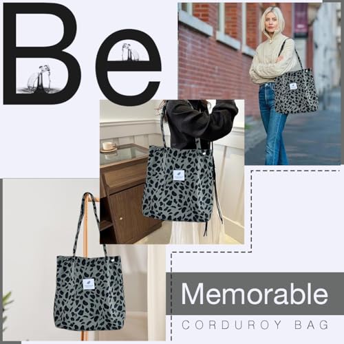 Image of Lyrovo Women Corduroy Shoulder Tote Bag for Work Beach Travel and Shopping Grocery