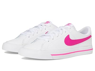 Nike Kids Court Legacy (Big Kid) Boys Shoes White/Laser Fuchsia : 4.5 Big Kid M, Leather