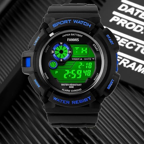 FANMIS Mens Military Multifunction Digital LED Watch Electronic Waterproof Alarm Quartz Sports Watch - Image 6