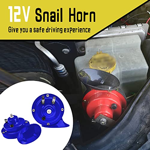 2 Pcs 300Db Super Loud Train Horns, 12V Waterproof Air Double Horns Replacement Kit, Automotive Accessories Electric Snail Horn 12V Horn Kit Universal For Car, Motorcycle, Truck, Bike, Boat (Blue) #TOP6