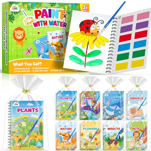 ZMLM Libros de Colorear con Agua para Detalles Cumpleaños niños, Regalos Cumpleaños Colegio invitados Juguetes, Livros de colorir infantis Manualidades Niños para 3 a 9 Años (24 La naturaleza)
