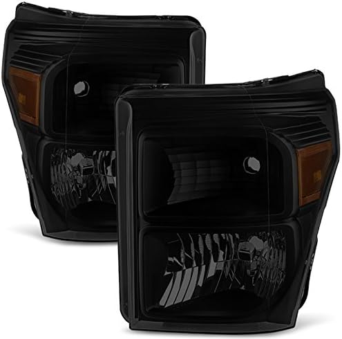 AKKON - For Black Smoke 11-16 Ford F250/350/450/550 Superduty Pickup Truck Headlights Lamps Direct Replacement