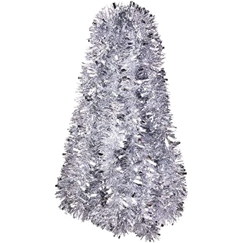 Silberne Weihnachts-Lametta-Girlanden, 6 Meter, klobiges...