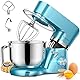 Küchenmaschine, POWWA 6,2 L Rührmaschine Knetmaschine, 6+1 Geschwindigkeit Teigmaschine,1500W Teigknetmaschine mit Schneebesen, Knethaken, Rührbesen & Spritzschutz zum Backen, Kuchen, Kekse, Kneten