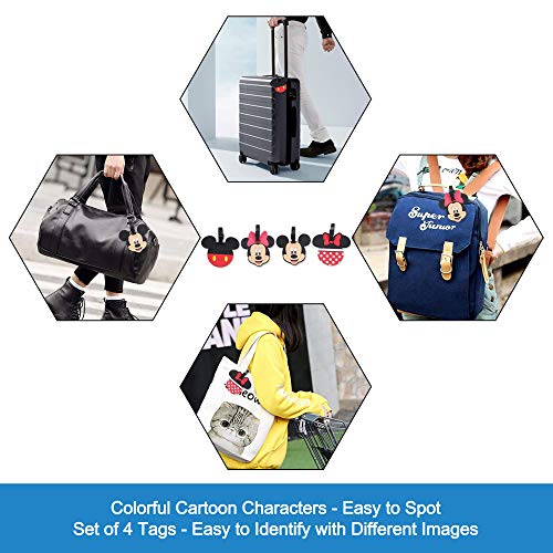 4 Pcs Set Mickey Minnie Silicone Travel Luggage Baggage Identification Labels ID Tag for Bag Suitcase Plane Cruise Ships with Belt Strap - Image 3