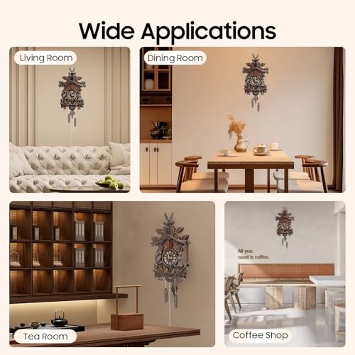 Reloj de pared cucú estilo chalet tradicional madera marrón miniatura 6