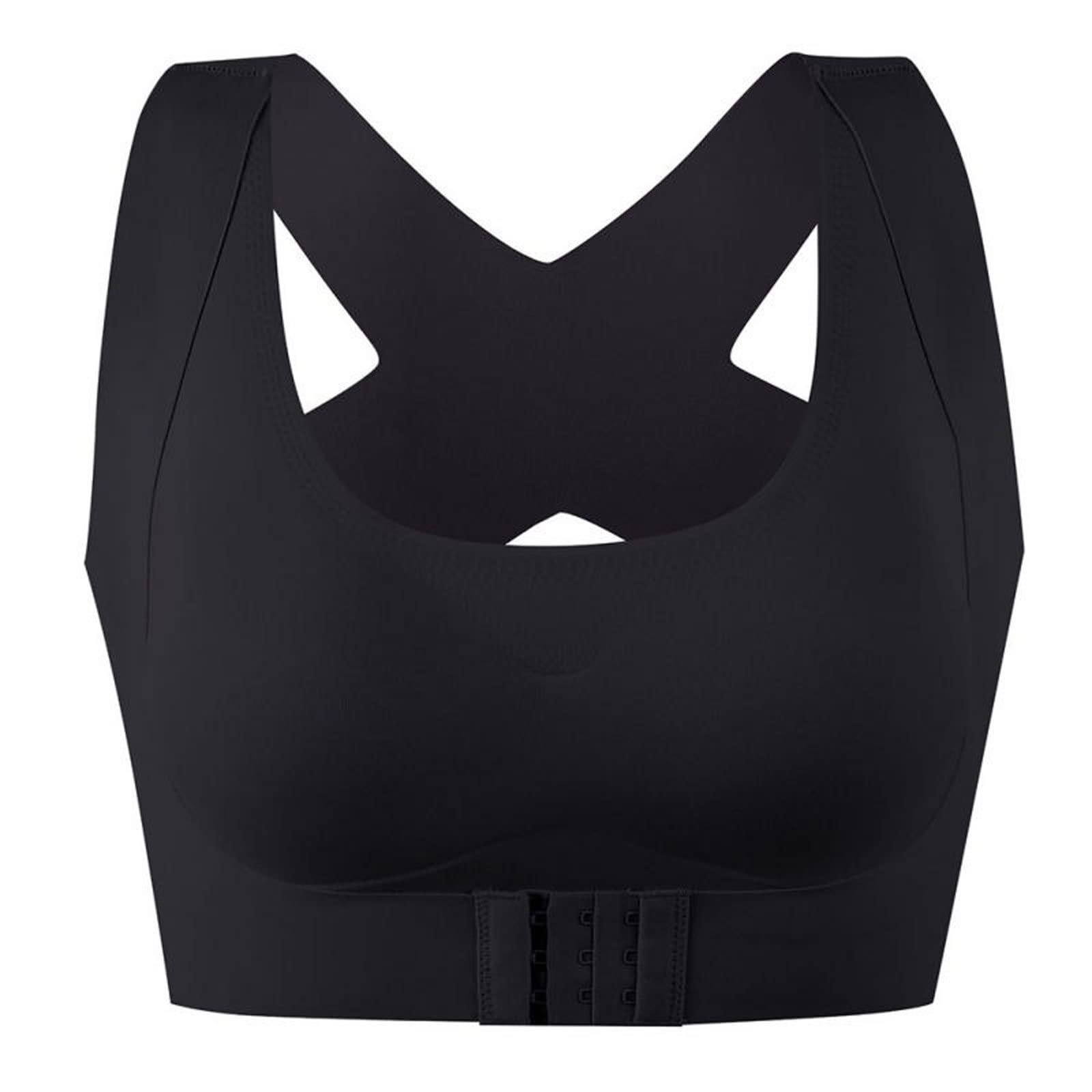 HengTracyHengTracy binder bra Women Bra Posture Corrector Bralette Front Closure Bras Fitness Vest Push Up Bra Female Brassiere Underwear Cross Back Tank Tops (Bands Size : XL, Color : Black)