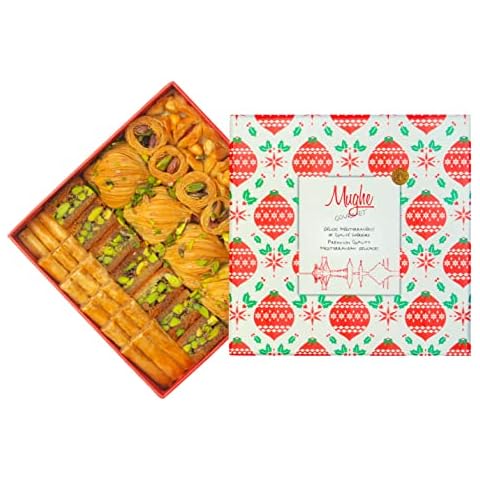 Luxury Assorted Baklava Pastry Elegant Gift Box for Mother's Day, Easter, Eid 460g Baklawa Turkish Pistachios Bakery Fresh - Unique Dessert Gifts basket for men, women - MUGHE GOURMET Cover